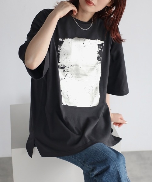Bonjour Sagan tシャツ 箔プリントビッグシルエットTシャツ