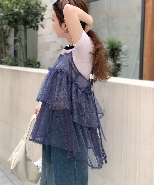 演奏会ラメキャミソール mily bilet キャミソール 「mily bilet」大人の華やぎレイヤード