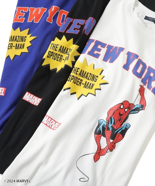 新作　MARBLE 24 Tシャツ Mサイズ 赤 MARVEL - MARVEL 2002年 スパイダーマン総柄半袖シャツ 赤 L Y2K