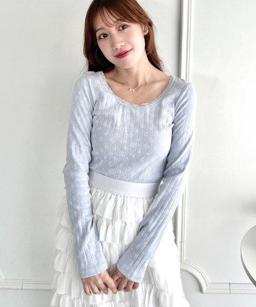 SOLLON. tシャツ クマちゃんレーストリムトップス レディース SOLLON. tシャツ クマちゃんレーストリムトップス レディース