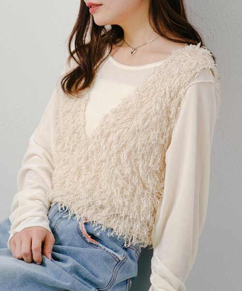 Kastane ベスト ジレ 「新色追加/前後2WAY」ファーショート