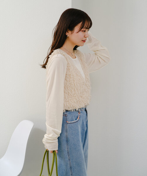 Kastane ベスト ジレ 「新色追加/前後2WAY」ファーショート