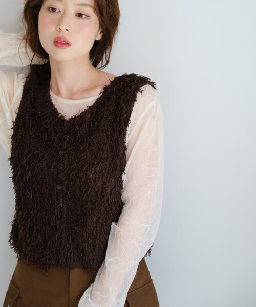 Kastane ベスト ジレ 「新色追加/前後2WAY」ファーショート
