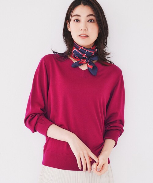 【アンサンブル可能洗える】シルクウールカシミヤ Vネックニット UNTITLED｜【アンサンブル可能/洗える】シルクウールカシミヤ V