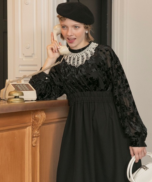 Mame Kurogouchi】 Back Satin Crepe Georgette Embroidered