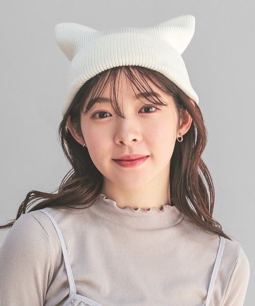 Honeys ニット帽 ニットキャップ ネコ耳ニット帽 レディース