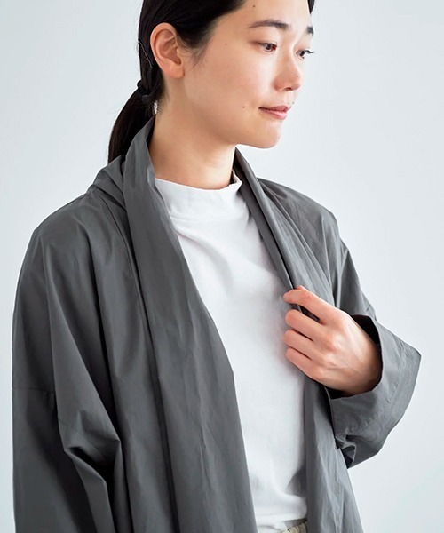 Robe ローブ　レディースジャケット　L グレー ata コート アウター robe 2. / 綿ブロード ローブコート