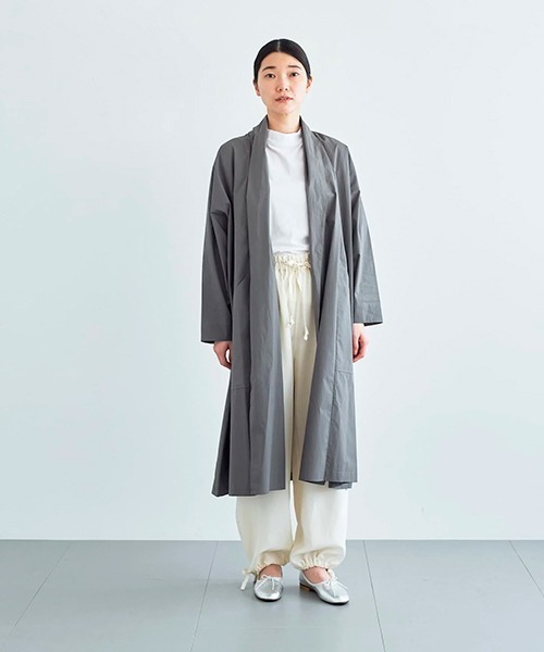 Robe ローブ　レディースジャケット　L グレー ata コート アウター robe 2. / 綿ブロード ローブコート