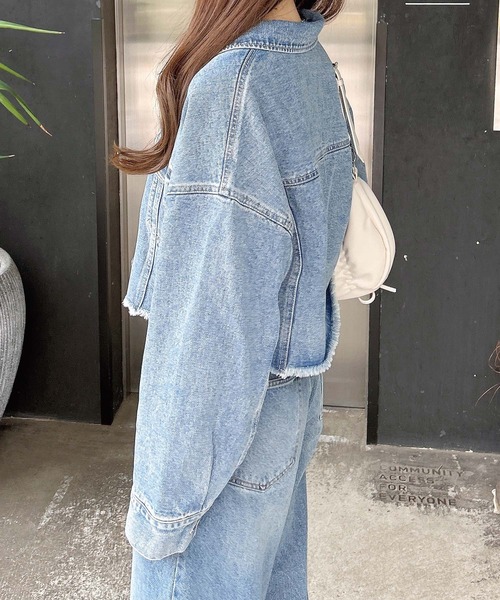 INGNI（イング） デニムジャケット gジャン クロップド丈カットオフG