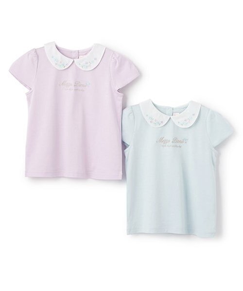 メゾピアノ【新品タグ付き】衿つきTシャツ【130】刺しゅう　トップス　フォーマル mezzo piano メゾピアノ(mezzo piano)花刺しゅう衿つき Tシャツ