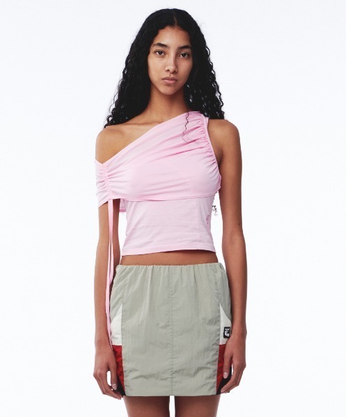 タンクトップ ノースリーブ Kijun/キジュン Shirring One Shoulder Top ワンショルダートップス レディース Kijun タンクトップ ノースリーブ Kijun/キジュン Shirring One