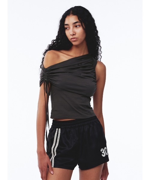 タンクトップ ノースリーブ Kijun/キジュン Shirring One Shoulder Top ワンショルダートップス レディース Kijun タンクトップ ノースリーブ Kijun/キジュン Shirring One