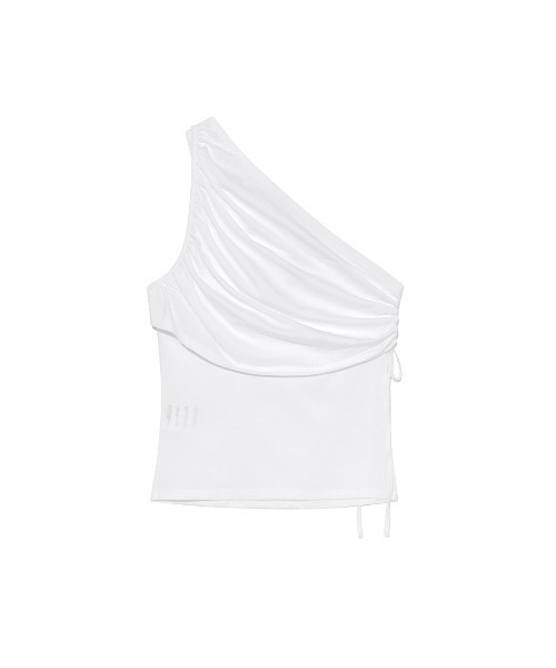 Kijun（キジュン） タンクトップ ノースリーブ Shirring One Shoulder 
