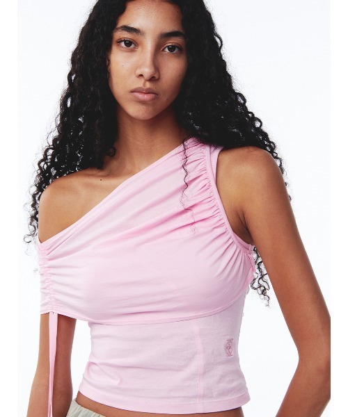 タンクトップ ノースリーブ Kijun/キジュン Shirring One Shoulder Top ワンショルダートップス レディース Kijun/キジュン Shirring One Shoulder Top ワンショルダー