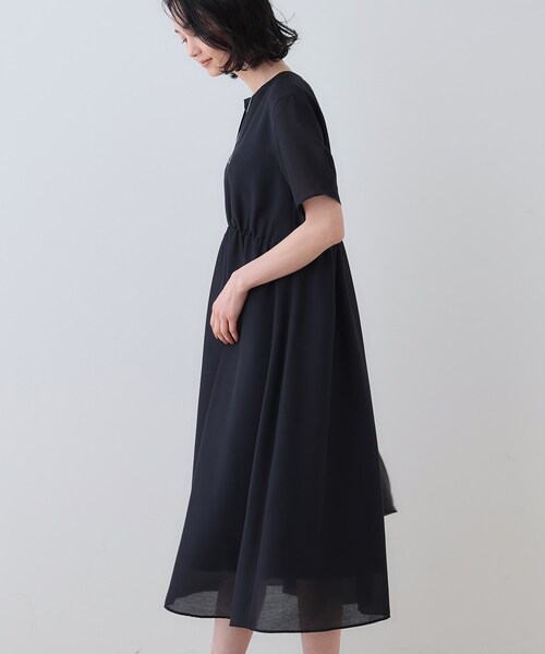 INDIVI ハイウエストワンピース　今期 INDIVI ワンピース 「洗える／エアリー」ハイウエストワンピース