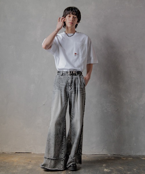 HARE　コンバートフリンジデニムパンツ　ワイド　バギージーンズ HARE コンバートフリンジデニムパンツ ワイド バギージーンズ