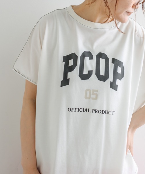 PUAL CE CIN グレー ロゴTシャツ 半袖 PUAL CE CIN グレー ロゴTシャツ 半袖 pual ce cin tシャツ