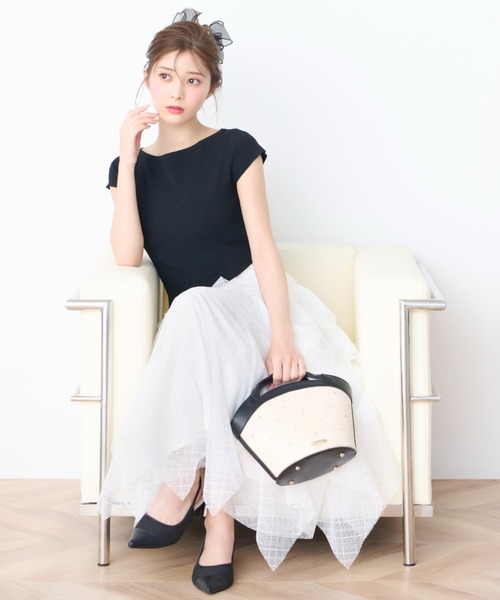 CELFORDラッフルデザインドッキングニットワンピ CELFORD ワンピース ラッフルスカートニットドッキングワンピ