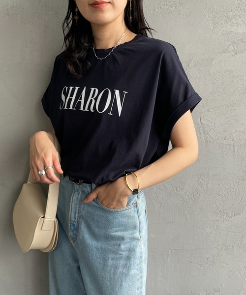 tシャツ 「MICA＆DEAL/マイカアンドディール」 SHARON ロールスリーブロゴプリントTシャツ レディース MICA&DEAL tシャツ 「MICA＆DEAL/マイカアンドディール」 SHARON