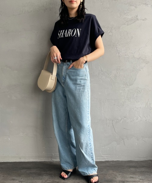 tシャツ 「MICA＆DEAL/マイカアンドディール」 SHARON ロールスリーブロゴプリントTシャツ レディース セール】[MICA&DEAL/マイカアンドディール] SHARON ロール