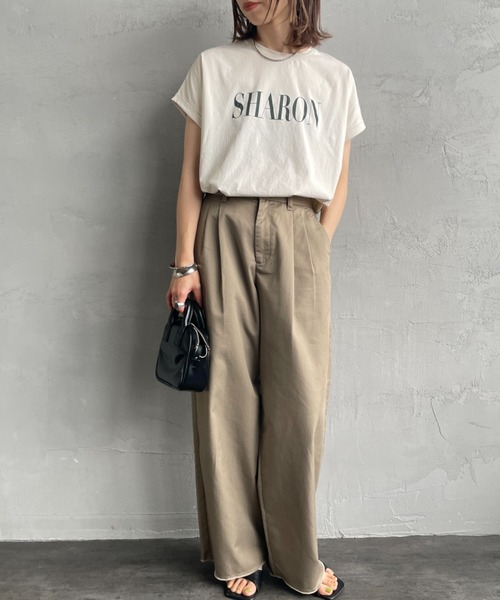 tシャツ 「MICA＆DEAL/マイカアンドディール」 SHARON ロールスリーブロゴプリントTシャツ レディース MICA&DEAL tシャツ 「MICA＆DEAL/マイカアンドディール」 SHARON