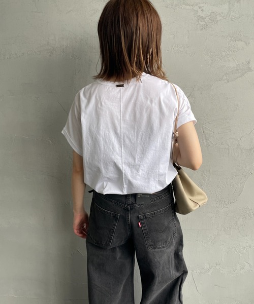 tシャツ 「MICA＆DEAL/マイカアンドディール」 SHARON ロールスリーブロゴプリントTシャツ レディース MICA&DEAL tシャツ 「MICA＆DEAL/マイカアンドディール」 SHARON