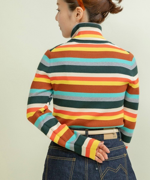 child woman ラムウールマルチボーダープルオーバー　ニット CHILD WOMAN（チャイルドウーマン） ニット セーター もちもちマルチ