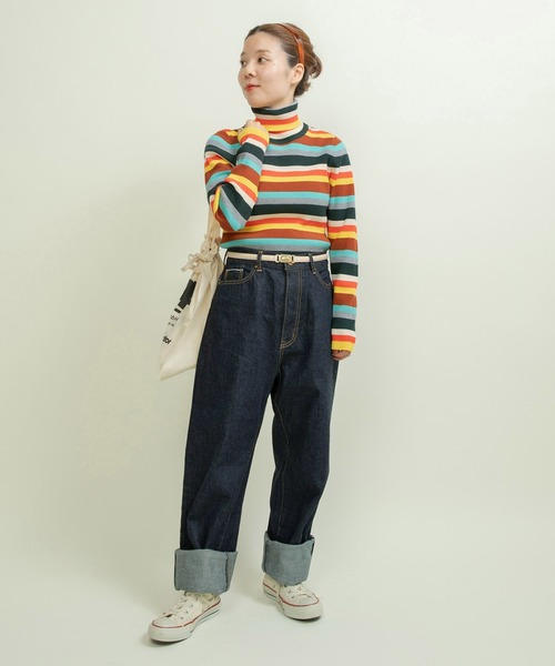 child woman ラムウールマルチボーダープルオーバー　ニット child woman ラムウールマルチボーダープルオーバー ニット child