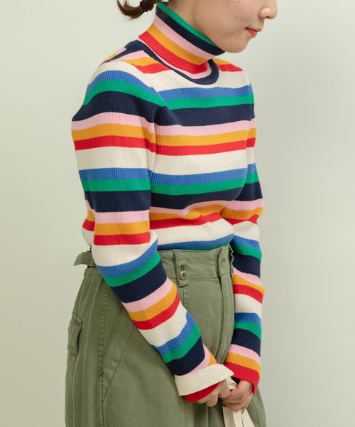 child woman ラムウールマルチボーダープルオーバー　ニット child woman ラムウールマルチボーダープルオーバー ニット child