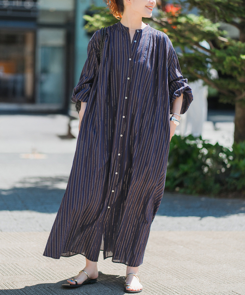 Spick＆Span ワンピース HYU ストライプギャザーシャツ