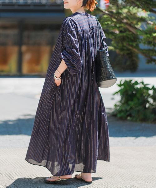 Spick＆Span ワンピース HYU ストライプギャザーシャツ