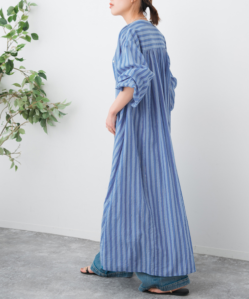 【値下げしました】新品未使用　Spick and Span 　シャツワンピース Spick＆Span ワンピース HYU ストライプギャザーシャツ