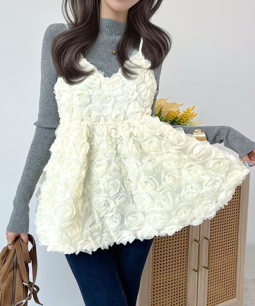 CHARME BY MICOLA チュニック SNSで大バズり中!3Dフラワー