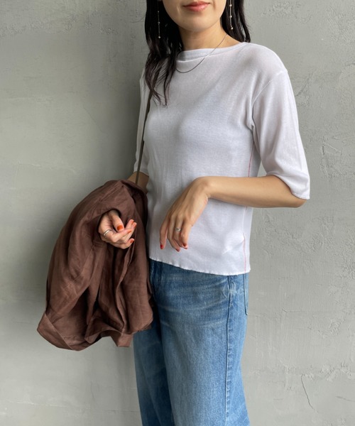 tシャツ MEYAME/メヤメ　リブハーフスリーブTEE　RIB HALF SLEEVE TEE レディース MEYAME/メヤメ リブハーフスリーブTEE RIB HALF SLEEVE TEE（T