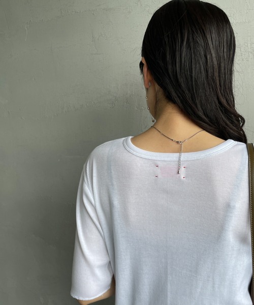 MEYAME tシャツ 「MEYAME / メヤメ」 リブ ハーフスリーブ T