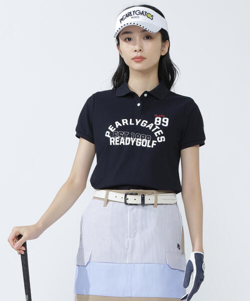 ポロシャツ ポロ 「PEARLY GATES」裏カノコストライプ調半袖ポロシャツ レディース PEARLY GATES ポロシャツ ポロ 「PEARLY GATES」裏カノコ