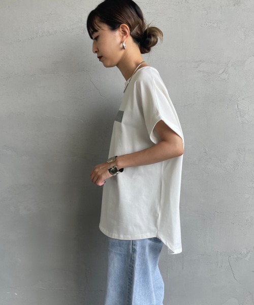 tシャツ 「MAISON DE L'ALLURE/メゾンドゥラリュール」 エンボス加工ロゴTシャツ レディース MAISON DE L'ALLURE tシャツ 「MAISON L'ALLURE/メゾンドゥラ