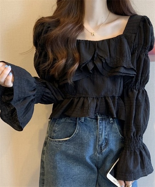 「Dream garden」 長袖ブラウス X-LARGE ブラック レディース