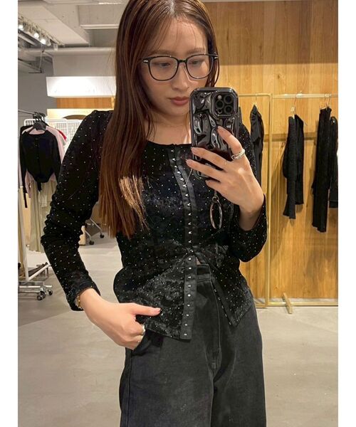 LAGUNAMOON（ラグナムーン） tシャツ 2WAYシアーベロアホックデザイン