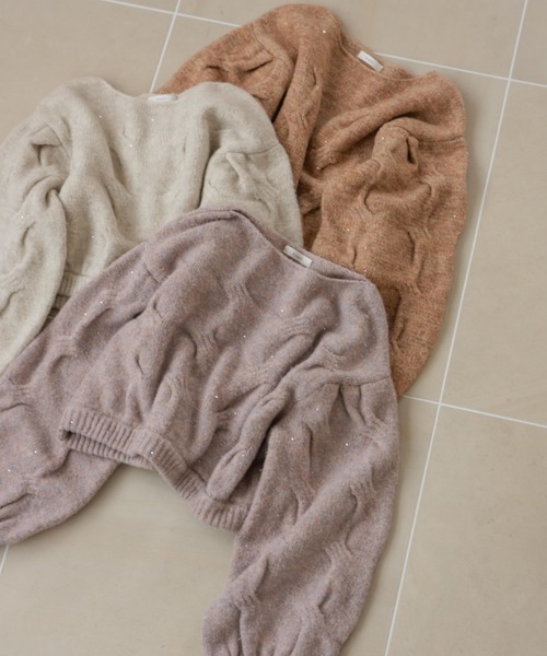 hinari（ヒナリ） ニット セーター ケーブルMIXラメニット レディース