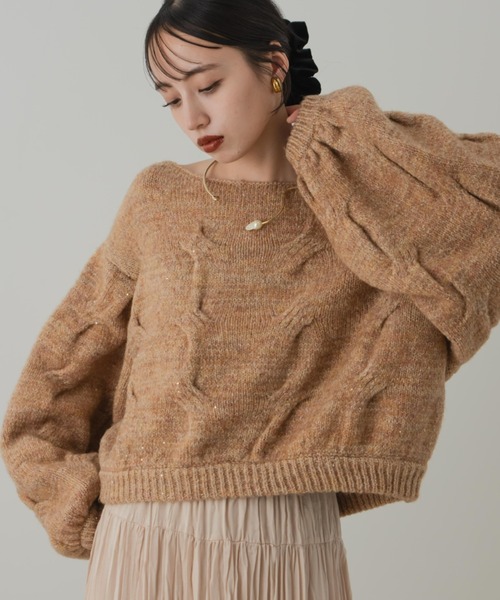 hinari ケーブルMIXラメニット ケーブルMIXラメニット（ニット/セーター）｜hinari（ヒナリ）の