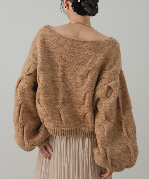 hinari（ヒナリ） ニット セーター ケーブルMIXラメニット レディース