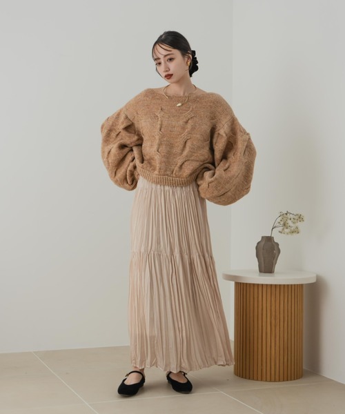 hinari（ヒナリ） ニット セーター ケーブルMIXラメニット レディース