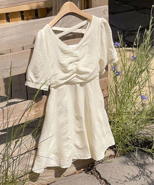 「SONA」 半袖ワンピース FREE ベージュ レディース_画像7