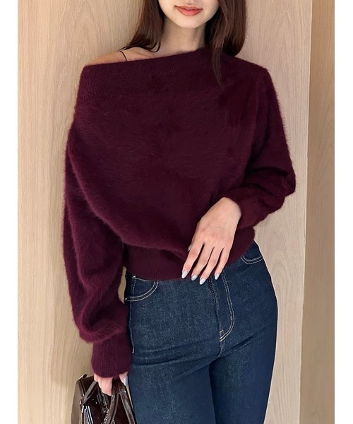 【試着のみ】 SNIDEL スナイデル フォックスアルパカオフショルプルオーバー SNIDEL（スナイデル） ニット セーター フォックスアルパカオフショル