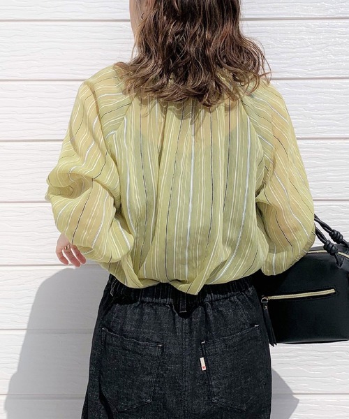 「Q」 7分袖ブラウス MEDIUM ブラウン レディース_画像3