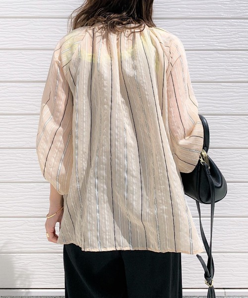 「Q」 7分袖ブラウス MEDIUM ブラウン レディース_画像5