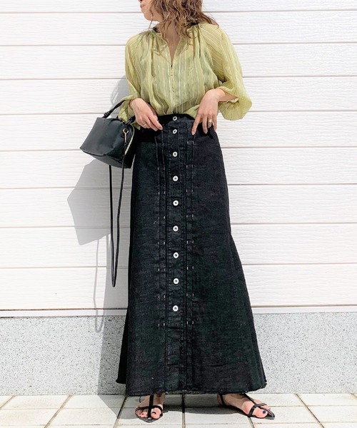 「Q」 7分袖ブラウス MEDIUM ブラウン レディース_画像6