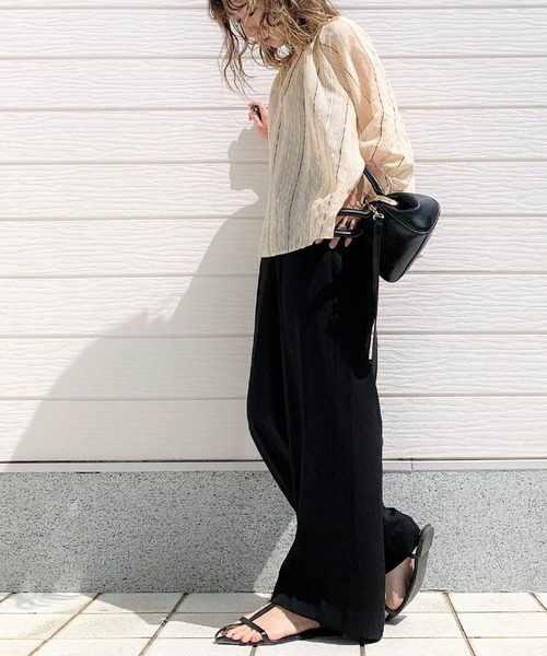 「Q」 7分袖ブラウス MEDIUM ブラウン レディース_画像7