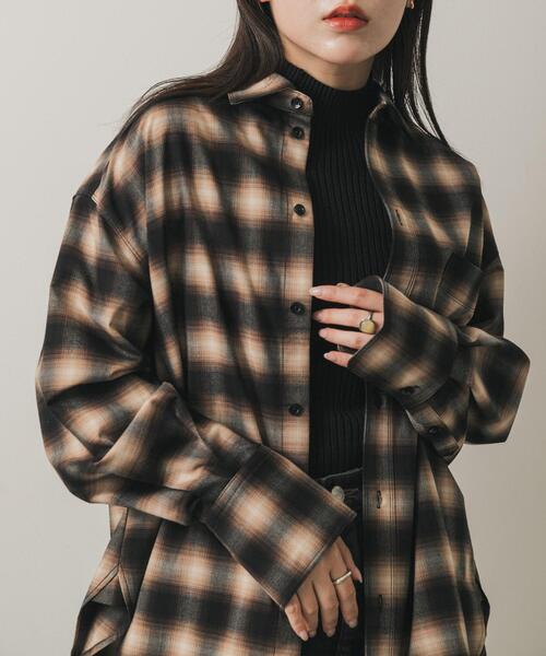 スローブイエナ　ドレープチェックルーズシャツ　オンブレチェック　近年モデルSS SENSE OF PLACE by URBAN RESEARCH ブラウス シャツ オンブレチェック